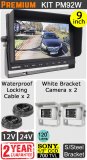 PM92W - Kit with 9" heavy-duty dash monitor + 2x cables + 2x white Sony CCD bracket reversing/general use camera