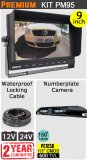 PM95 - Kit with 9" heavy-duty dash monitor + cable + hi-res numberplate reversing camera