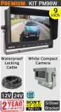 PM96W - Kit with 9" heavy-duty dash monitor + cable + Sony CCD compact white bracket reversing camera