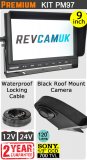 PM97 - Kit with 9" heavy-duty dash monitor + cable + Sony CCD black roof/sharkfin reversing camera