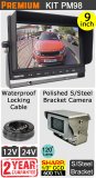 PM98 - Kit with 9" heavy-duty dash monitor + cable + Sharp CCD polished s/steel bracket reversing camera
