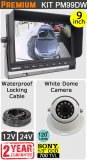PM99DW - Kit with 9" heavy-duty dash monitor + cable + Sony CCD white dome reversing camera
