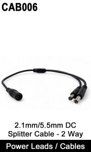 CAB006 - 2.1mm DC Splitter Cable - Turns 1 DC plug in to 2 DC Plugs