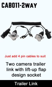 Heavy Duty Trailer Link for 2 Rear View Cameras - Lift Flap Design | CAB011-2way