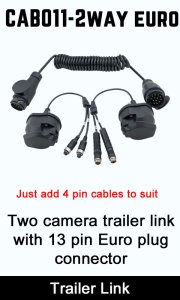Heavy Duty Trailer Link for 2 Rear View Cameras - 13 Pin Euro Connector Version| CAB011-2way-EURO