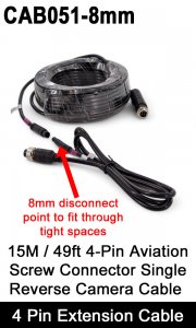 CAB051-8mm - 4 Pin Extension Cable - 15M / 49FT - with 8mm disconnect point for tight cable runs