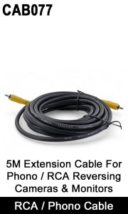 CAB077 - 5M Phono / RCA extension reversing camera cable