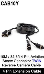 CAB10Y - Twin 4 Pin Extension Cable for reversing / rear view cameras - 10M / 32.8FT