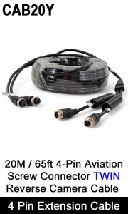 CAB20Y - Twin 4 Pin Extension Cable for two reversing / rear view cameras - 20M / 65.6FT