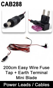 CAB288 - Mini Blade Fuse Tap / Piggyback fuse holder - Easy wire with 2.1mm DC plug for monitor cabling