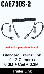 CAB730S-2 - Trailer Link for 2 cameras - 0.3M + Coil + 0.3M (Just add cables to suit)