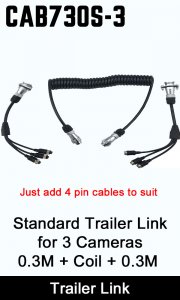 CAB730S-3 - Trailer Link for 3 cameras - 0.3M + Coil + 0.3M (Just add cables to suit)