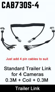 CAB730S-4 - Trailer Link for 4 cameras - 0.3M + Coil + 0.3M (Just add cables to suit)