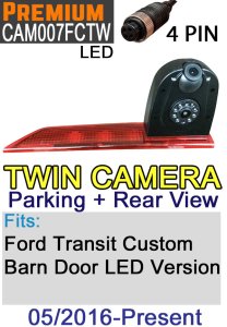 Ford Transit Custom (Barn Doors) May 2016 - Present (LED type) brake light TWIN reverse and driving camera - CAM007FTC LED TW