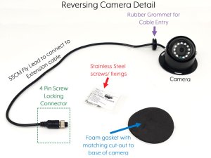 CAM070B - Black dome reversing camera - 1/3" 700TVL Sony CCD sensor - 4 pin connector
