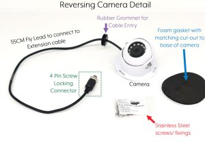 CAM070W - White dome reversing camera - 1/3" 700TVL Sony CCD sensor - 4 pin connector