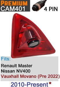 CAM401 - Brake light reverse camera to fit Renault Master, Vauxhall Movano and Nissan NV400 2010 - Present