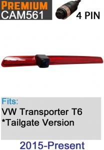 CAM561 - Brake light camera to fit VW Transporter T6 Tailgate Version 2015 - Present