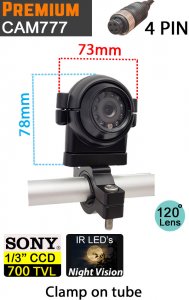 CAM777 - Clamp-on reversing camera - 1/3" 700TVL Sony CCD sensor - 4 pin connector