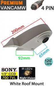 VANCAMW - "shark-fin" "overhang" roof mount reversing camera - 1/3" 700TVL Sony CCD sensor - 4 pin connector
