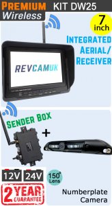 DW25 - Wireless kit with 7" monitor with built-in aerial + numberplate camera + sender box