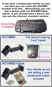 PM39BLG: Brake Light Reversing Camera Kit with 7" Hi-Res Mirror Monitor for Ford Transit custom 2012-05/2016 (Bulb Version)