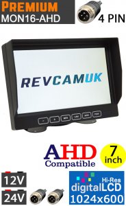 7" dash mount monitor suitable for AHD 720P / 960P / 1080P AHD signal reverse camera inputs