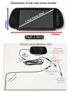 7" Clip-Over Rear View Mirror Monitor with 2x 4 pin inputs | MON293