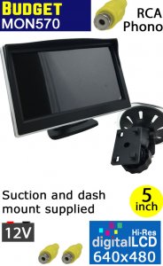 5" suction/dash monitor with 2 RCA/Phono inputs for reversing camera | MON570
