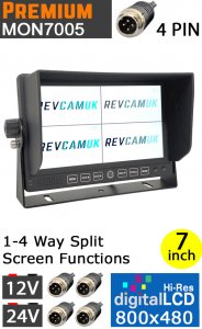 7" Split-Screen Monitor for Reversing/ Rear View Cameras | MON7005