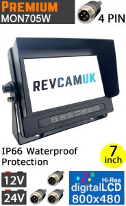 IP68 Waterproof monitor for rear view reversing cameras 12V / 24V