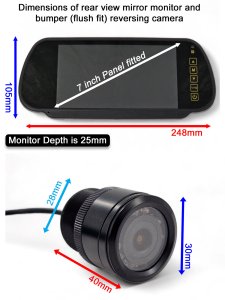 7" Mirror Monitor and Sony image sensor Flush Bumper/Bullet Reversing Camera Kit | PM34-SD