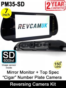 7" Mirror Monitor + Number Plate Reversing Camera Kit | PM35-SD