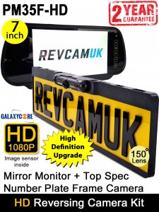 7" Mirror Monitor + Number Plate Frame High Definition AHD Reversing Camera Kit | PM35F-HD
