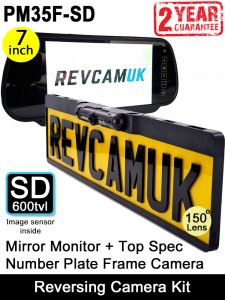 7" Mirror Monitor + Number Plate Frame Reversing Camera Kit | PM35F-SD