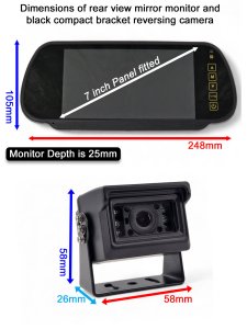 7" Mirror Monitor and Black Sony CCD Compact Bracket Reversing Camera Kit | PM36B-SD