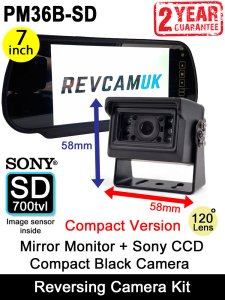 7" Mirror Monitor and Black Sony CCD Compact Bracket Reversing Camera Kit | PM36B-SD