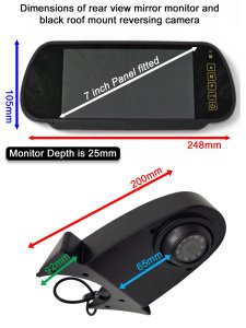 7" Mirror Monitor and Black Sony CCD Roof Overhang Reversing Camera Kit | PM37