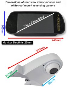 7" Mirror Monitor and White Sony CCD Roof Overhang Reversing Camera Kit | PM37W