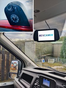 Ford Transit 2014+ Twin Lens Brake Light Reversing + Rear view Camera Kit with 7" Mirror Monitor | PM39BLCTW