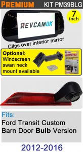 PM39BLG: Brake Light Reversing Camera Kit with 7" Hi-Res Mirror Monitor for Ford Transit custom 2012-05/2016 (Bulb Version)