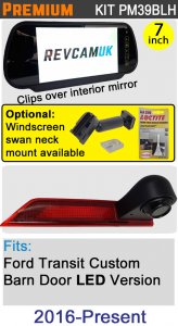 PM39BLH: Brake Light Reversing Camera Kit with 7" Hi-Res Mirror Monitor for Ford Transit custom 05/2016-Present (LED Version)