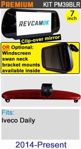 Iveco Daily (2014+) Brake Light Reverse Camera kit with 7" Mirror Monitor - PM39BLR