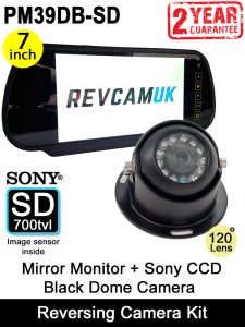7" Mirror Monitor + Black Sony CCD Dome Reversing Camera Kit | PM39DB-SD