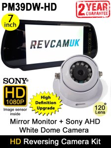 7" Mirror Monitor + White Sony AHD Dome High Definition Reversing Camera System | PM39DW-HD