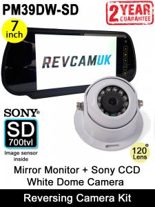7" Mirror Monitor + White Sony CCD Dome Reversing Camera System | PM39DW-SD