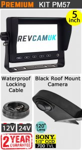 PM57 - Kit with 5" dash monitor + cable + Sony CCD black roof/sharkfin reversing camera
