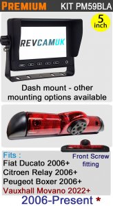 PM59BLA: Brake Light Reversing Camera Kit with 5" Hi-Res Dash Monitor for Ducato/Relay/Boxer/Movano (Bolt from rear version)
