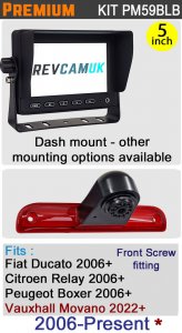 PM59BLB: Brake Light Reversing Camera Kit with 5" Hi-Res Dash Monitor for Ducato/Relay/Boxer/Movano (Screw from front version)