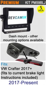 PM59BLJ: Brake Light Reversing Camera Kit with 5" Hi-Res Dash Monitor for VW Crafter 2017-Present